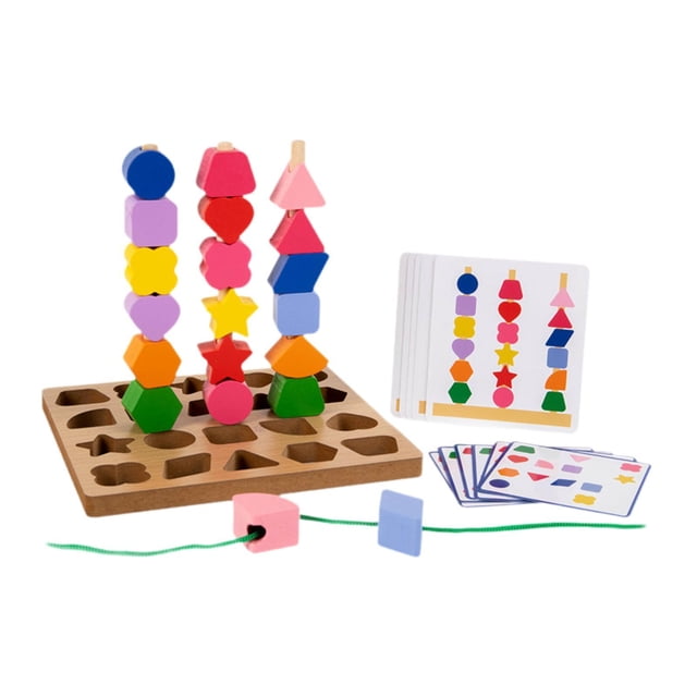 Juguete de apilamiento de cuentas de madera para niños de 2, 3, 4 y 5 años, bloques apilables para educación temprana, regalo de cumpleaños