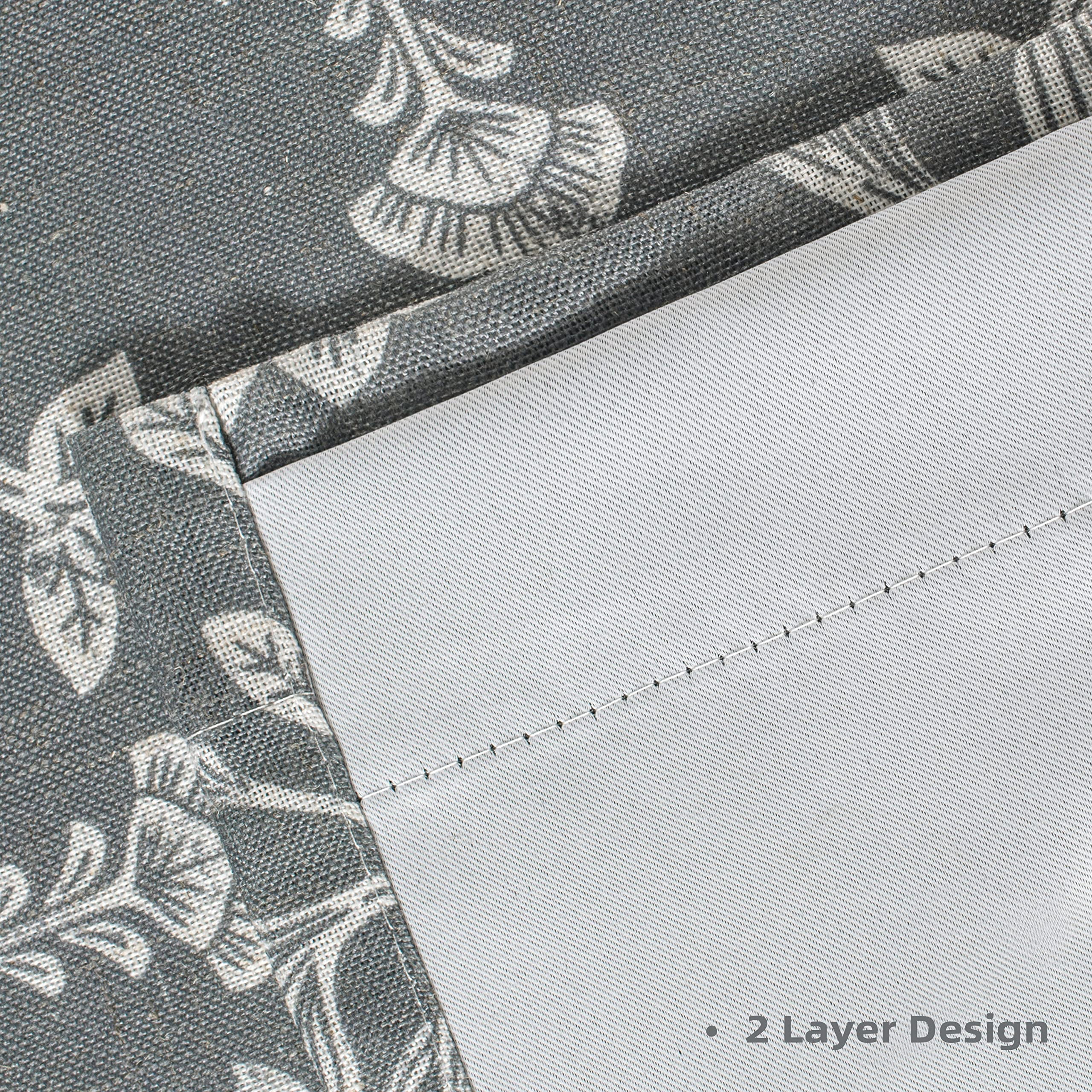 DriftAway Twyla Linen Blend Blackout Valance for Kitchen 18 Inch Length Boho Floral Printed Lined Rod Pocket Room Darkening Window Curtain Valance for Living Room Bedroom 52x18 Inch Gray Beige
