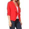 thumbnail image 2 of Women's Casual Office Wear Open Draped Front 3/4 Sleeves Basic Solid Blazer Jacket S-3XL, 2 of 3