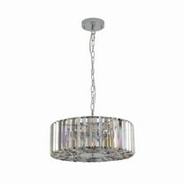 17" Modern Chrome Crystal Pendant Chandelier, 4-Light Adjustable Hanging Light Fixture with E26 Base for Living Room, Dining Room, Kitchen (Bulbs Not Included)