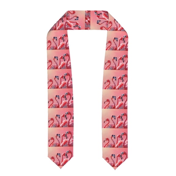 Fuzoiu Cool Flamingos Sunglasses Scene Print Graduation Sash,Graduation Stole,Unisex Adult Graduation Stole Shawl 91" Long,for Academic Commencements Shawl-Flattened