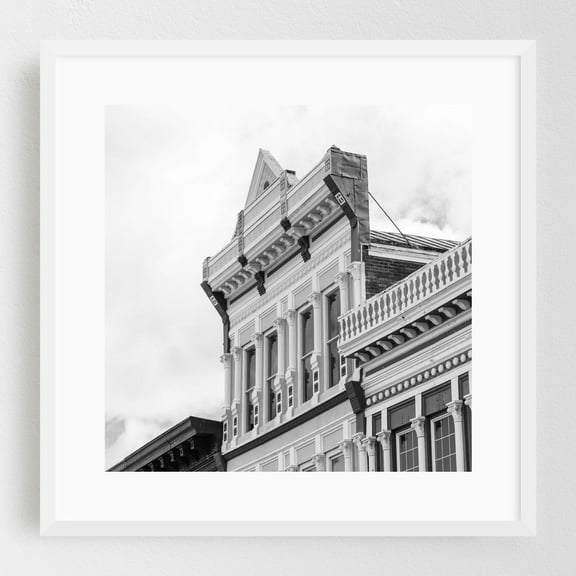 Bedford Architectural 03 B&W - Bedford Virginia Photography White Framed Wall Art Print 20 x 20 inches