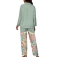 thumbnail image 2 of Suhoaziia Hippie Flowers Nightwear for Women Button Sleepwear PJ's Set Snug-Fit Holiday Gift Leisure Time Long Pajama Pant Sleep Lounge Set Bedtime Fashion Pjs Fit Size 4XL, 2 of 6
