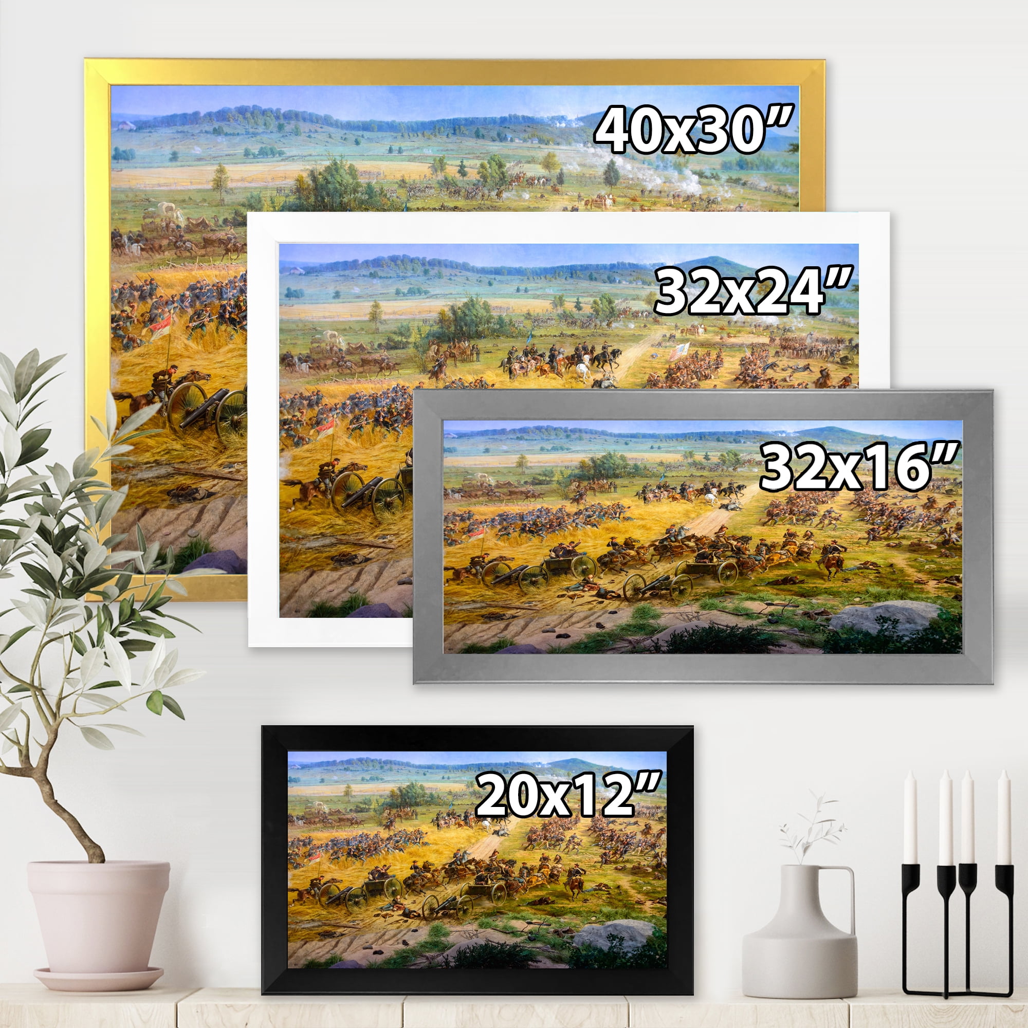 Designart 'Historical Gettysburg National Military Park' Vintage Framed Art Print