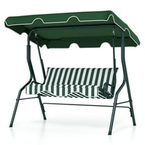 Patiojoy 3-Seats Outdoor Glider Hammock with Adjustable Waterproof Canopy Aluminum Frame Patio Swing Chair Green