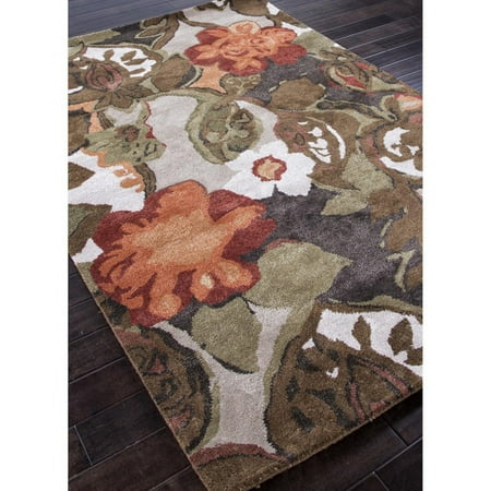 8 Inch Pusher - Jaipur Petal Pusher Transitional Floral Pattern Wool/Silk Tufted Rug