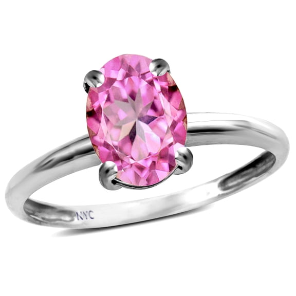 Star K � Classic Solitaire Oval 8x6 Created Pink Sapphire Engagement Promise Ring