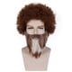 thumbnail image 1 of Peluca corta estilo afro marrón rizado con barba para disfraz de cosplay, 1 of 3