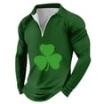 thumbnail image 4 of Long Sleeve Quarter Zip Shirt with Shamrock Print Casual Lightweight Pullover for Men Suitable for Everyday Wear Dark Green M, 4 of 4