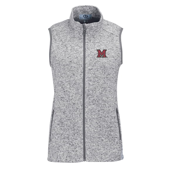 Women's Heather Gray Miami University RedHawks Summit Fleece Full Zip Sweater Vest