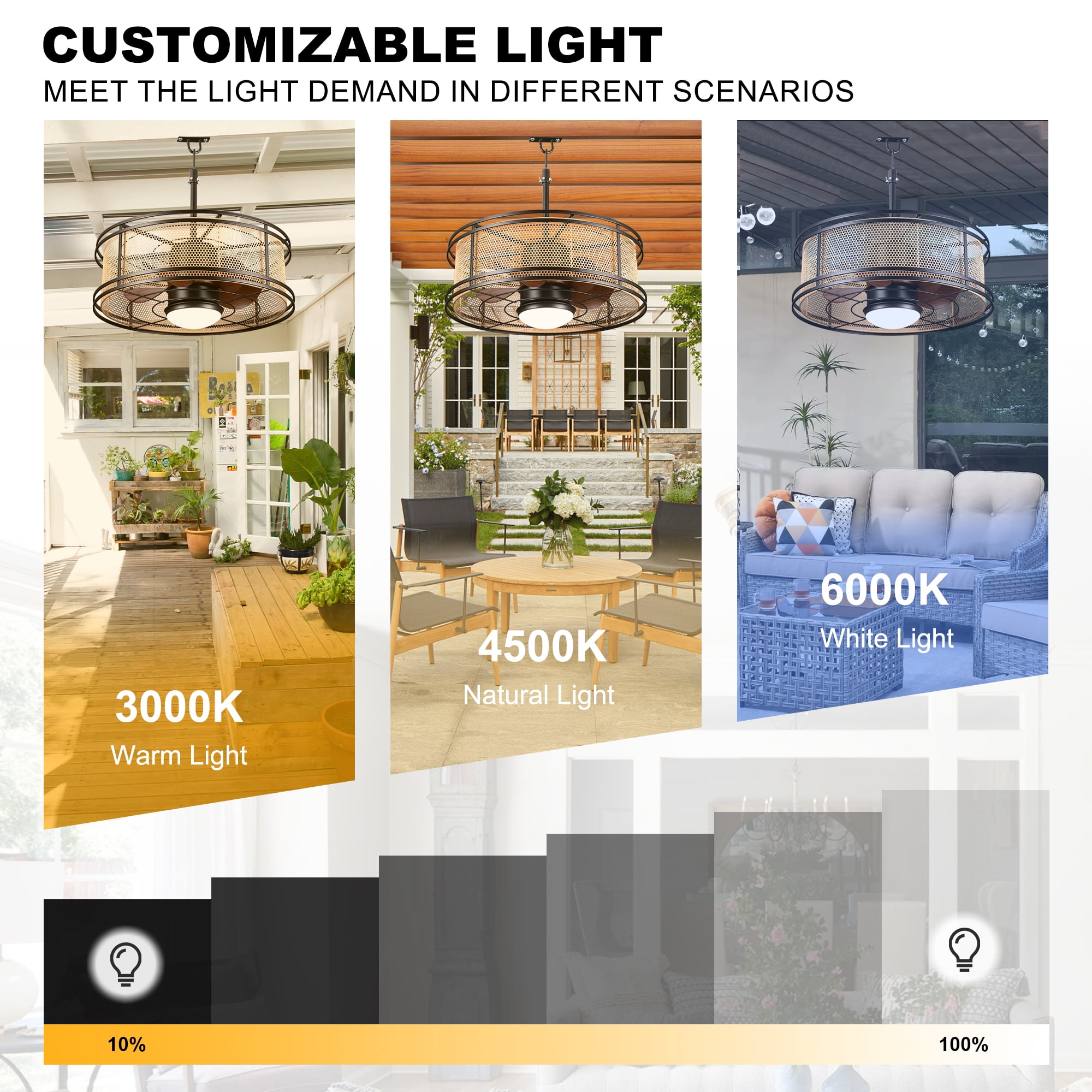 Chords Attic 24" 5-Blade Outdoor/Indoor Reversible Smart Ceiling Fan with LED Lights and Remote Control Included