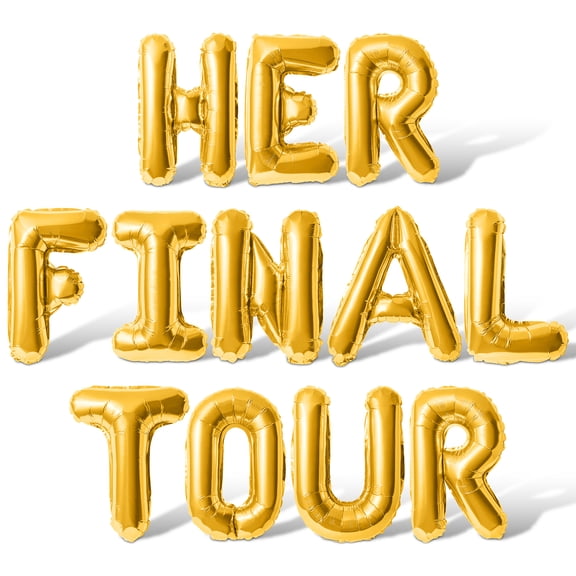 Letter Balloons - HER FINAL TOUR 16" Inch Alphabet Letters Foil Mylar Balloon Bachelorette Party Banner (Gold)