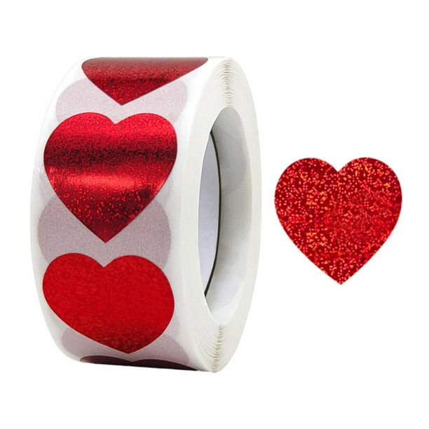 Rollo de pegatinas de corazón de 500 piezas pegatinas de amor sello de fiesta de inauguración de la casa etiquetas adhesivas de papel para parejas Macarena Etiqueta de pegatinas con purpurina