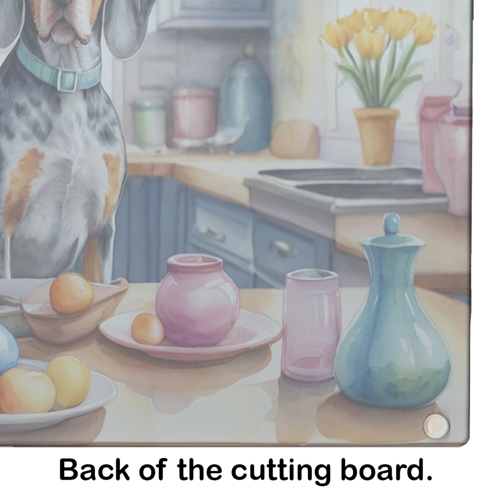 Decorating Easter Bluetick Coonhound Glass Cutting Board 12 in x 15 in