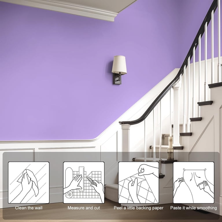 Biyoee Matte Purple Peel And Stick Wallpaper – 15.7" X 118" Self-Adhesive, Waterproof Vinyl Roll – Removable Contact Paper For Cabinets, Furniture, Bedroom Walls, Accent Walls – Renter Friendly