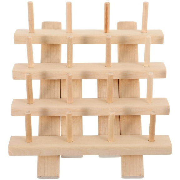 MLINS Wooden Thread Storage Stand for Sewing and Embroidery Light Brown Wood Thread Organizer 30 Spools