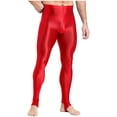 thumbnail image 3 of iefiel Leggings de Sport Brillants pour Hommes, Yoga, Course, Compression, Rouge A TG, 3 of 6