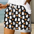 thumbnail image 2 of Bovemsi Athletic Shorts for Women Palazzo Pants for Women White Halloween Themed Printed Comfort Shorts M, 2 of 4