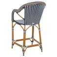 thumbnail image 6 of SAFAVIEH California Outdoor Patio Counter Stool w/ Arm, Navy/White, 6 of 11