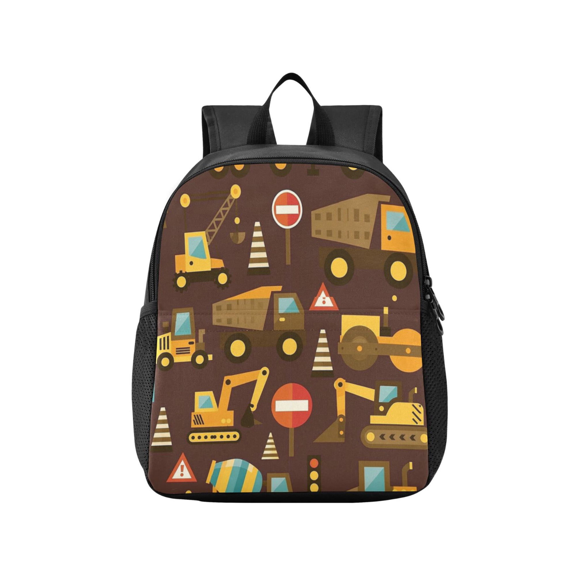 Toddler Backpack Brown Excavator Waterproof Lightweight Backpack Casual Mini Daypack for Daycare & Travel