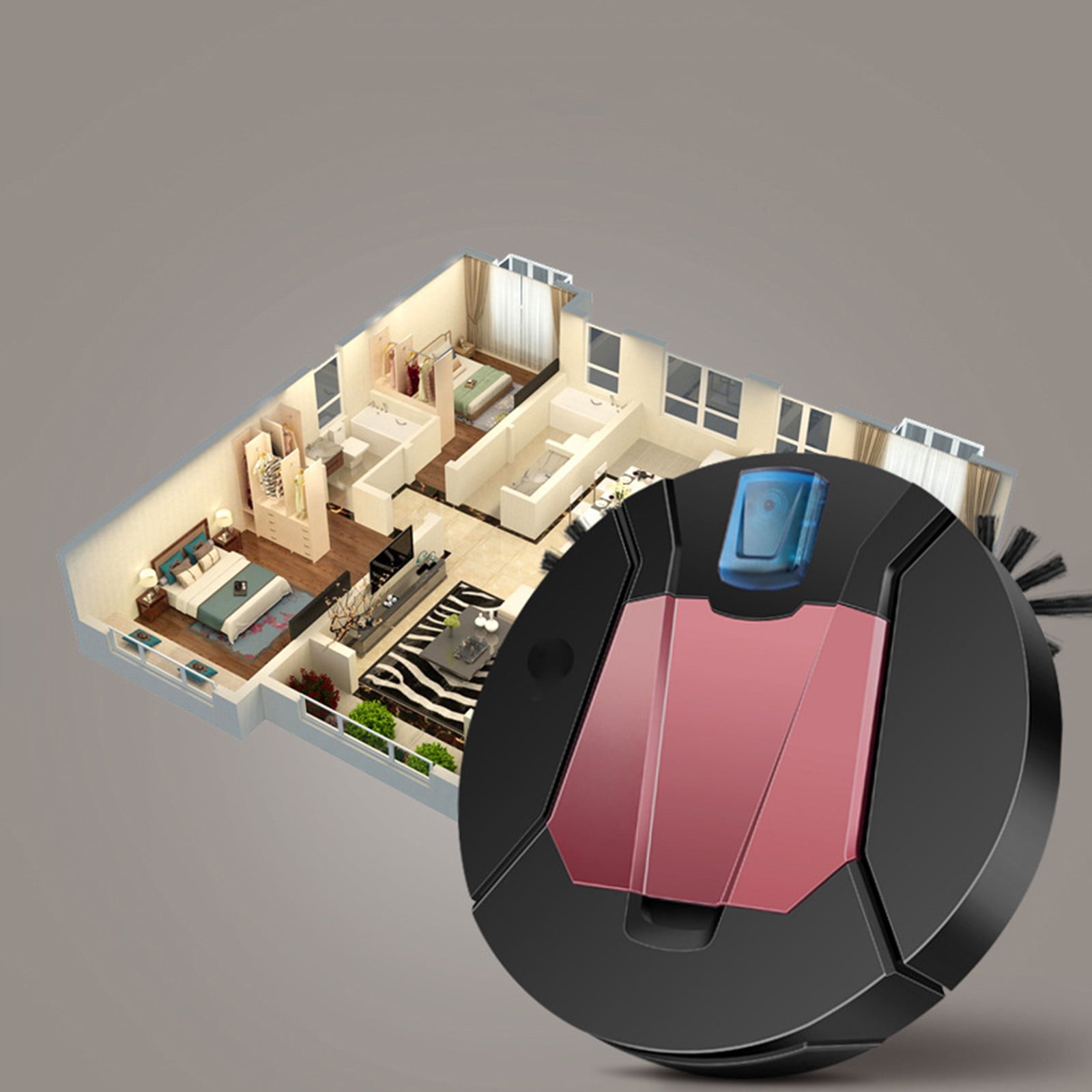Nkmbld Robot Vacuum with Low Noise Operation Intelligent Sweeping Robot Suction Sweeping and Towing 3 in 1 Large-sized Robot Vacuum Cleaner, Black