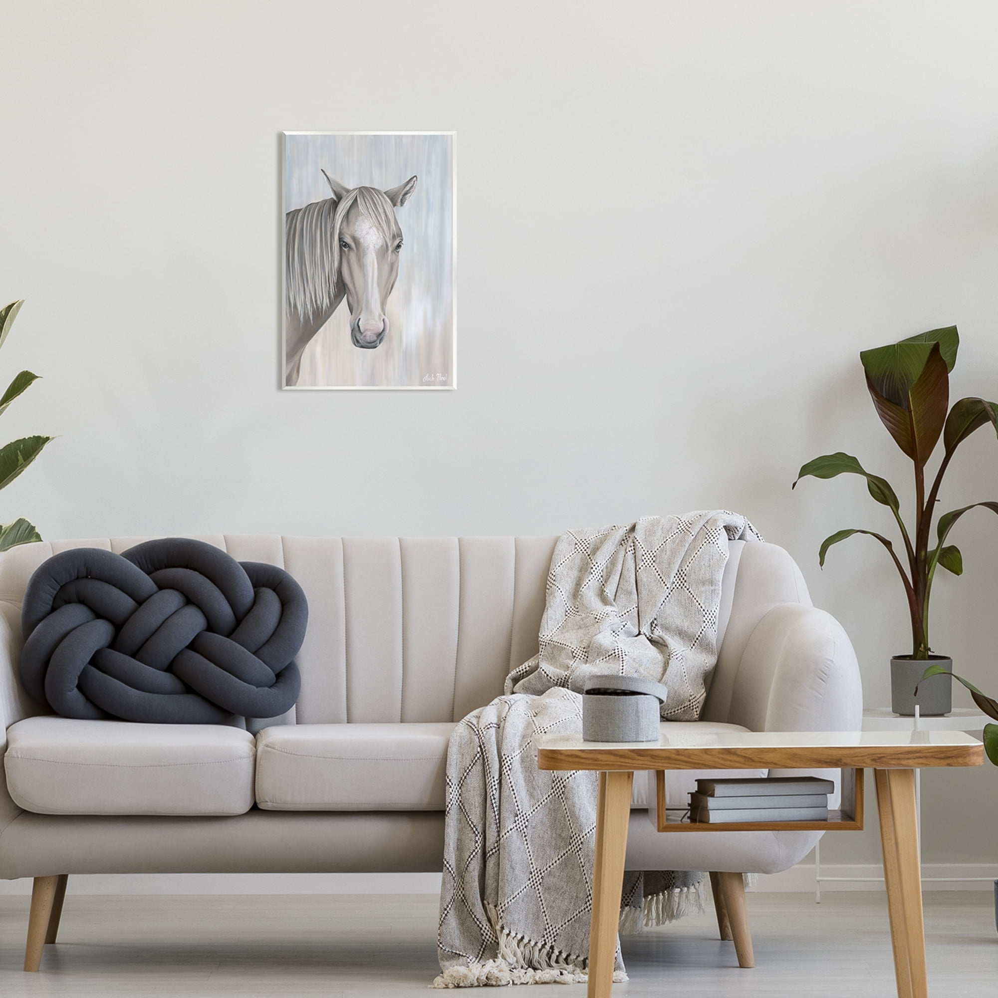 Stupell Industries Neutral Grey Horse Portrait Animals & Insects Painting Unframed Art Print Wall Art, 13 x 19