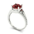 thumbnail image 2 of 1.71 ctw Solitaire with Zirconia Diamond Accents Anniversary Ring for Women | Round Cut Natural Garnet | Hyperallergenic Solid 18K White Gold, 2 of 5