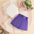thumbnail image 6 of XZNPDUCQ Toddler Baby Girl Summer Clothes Set Outfit Short Sleeve T-Shirt and Shorts 2Pcs Suit for Girls Summer Short Set Outfit 18-24 Months,Purple, 6 of 9