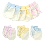 AirSMall 6 Pairs Baby Hand Gloves Cotton No Scratch Mittens Newborn Toddler Mittens with Adjustable Drawstring