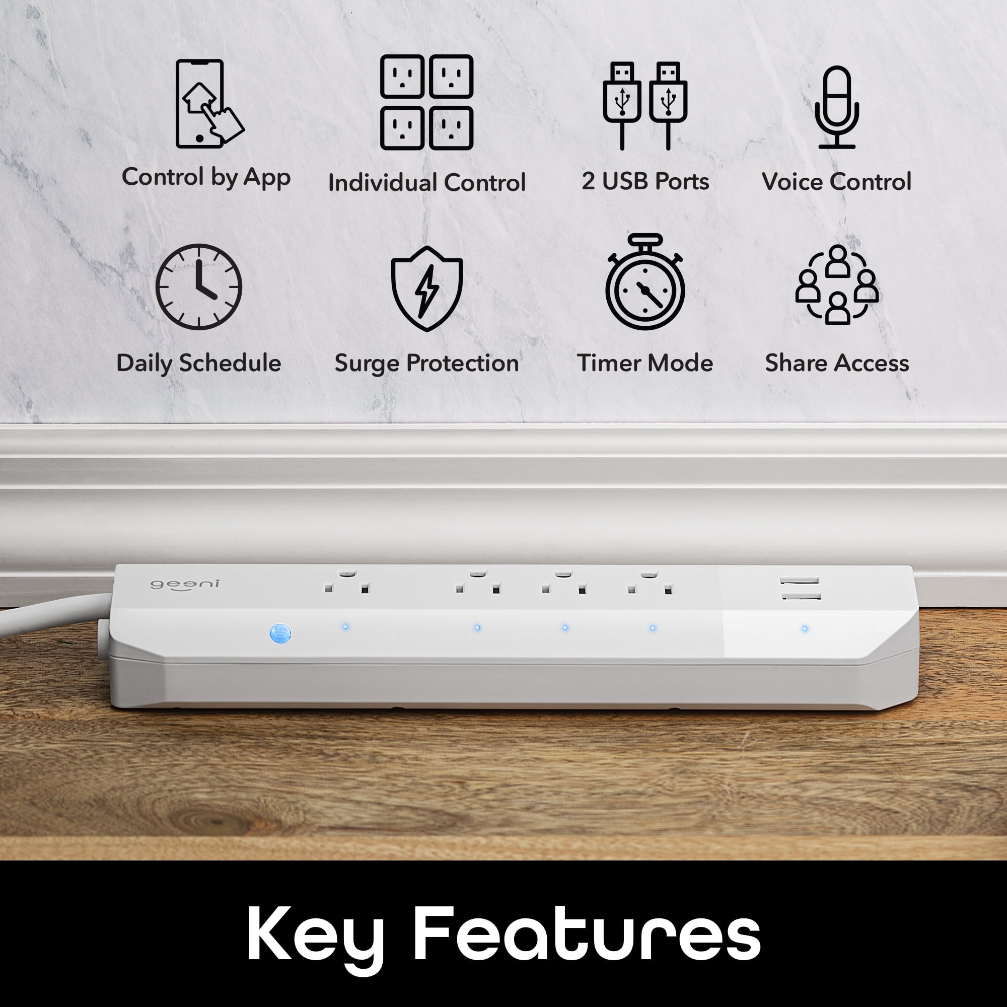 Geeni Smart Wi-Fi 4-Outlet Plug with Surge Protector - No Hub Required -  Compatible with Alexa, Google Assistant GN-WW119-199 - The Home Depot