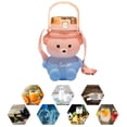 thumbnail image 3 of Taza para beber Bear Plastic Cup Cartoon 1100ml Taza de agua portátil Paja doble para viaje de campamento Barbie Nuevos Originales, 3 of 7