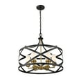 thumbnail image 4 of Z Lite 481P24-MB-OBR 24 in. Malcalester 6 Light Matte Black & Olde Brass Pendant Ceiling Light, 4 of 5