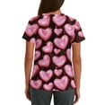 thumbnail image 3 of Valentines Scrubs Top for Women Plus Size Hoilday V Neck Cute Love Heart Printed Scrub Shirts Casual Short Sleeve Scrubs Nursing Uniform Medical Nurse Workwear with Pockets Pink 5XL, 3 of 5