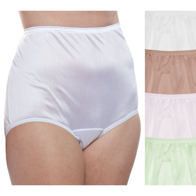 Nylon Brief Panty (Style 331/Plain Jane) 4 Pack in Assorted Lights Size 6