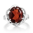 thumbnail image 2 of Gem Stone King 925 Sterling Silver Red Garnet Engagement Ring for Women (5.57 Cttw, Gemstone January Birthstone, Oval 12X10MM, Size 5), 2 of 5