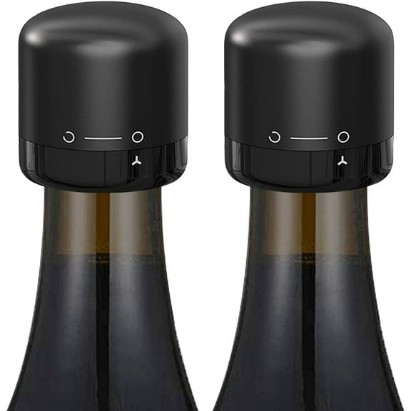 Wine Bottle Stopper Silicone Sealed 2Pack, Wine Sealer for Wine Bottles, Small Wine Toppers Stopper for Easy Storage, Black
