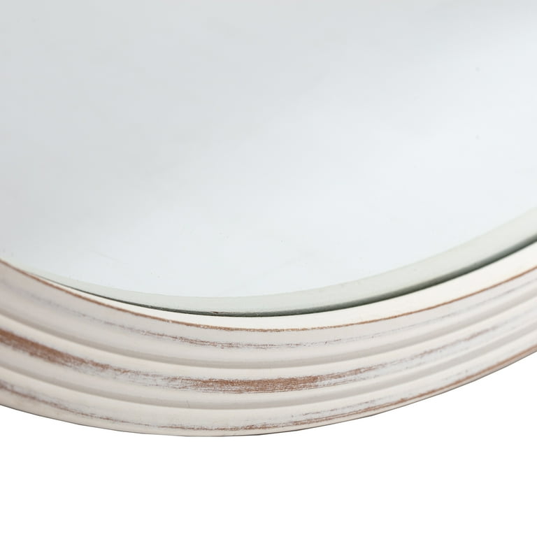 Free Shipping! Fetco White 30-in. Round Carved Frame Mirror Free Shipping! Fetco White 30-in. Round Carved Frame Mirror