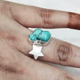 thumbnail image 2 of Natural Turquoise Ring, Rough Turquoise Ring, December Birthstone, Star Adjustable Ring, 925 Sterling Silver, Womens Ring, Christmas, Thanksgiving, Handmade, Statement Jewelry, Rough Gemstone Jewelry, 2 of 5