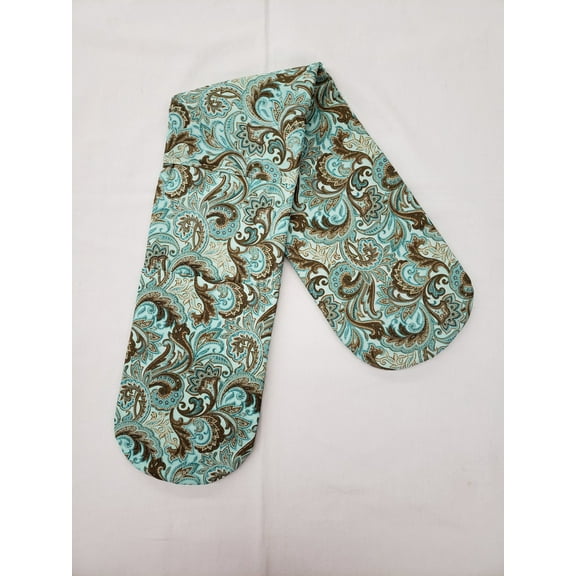 Brown & Teal Paisley Double Oven Mitt by Penny's Needful Things