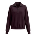 thumbnail image 3 of NMMUED Quarter Zip Sweater Women Fall Sweaters for Women Womens Quarter Zip Sweater Knit Sweater for Women Knitted Tops for Women Soft Sweaters for Women Business Casual Sweaters for Women Wine S, 3 of 9