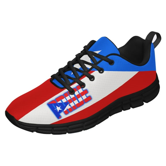 Puerto Rico Shoes Men Women Running Tennis Shoes Breathable Casual Puerto Rico Flag Sneakers Black Size 3.5