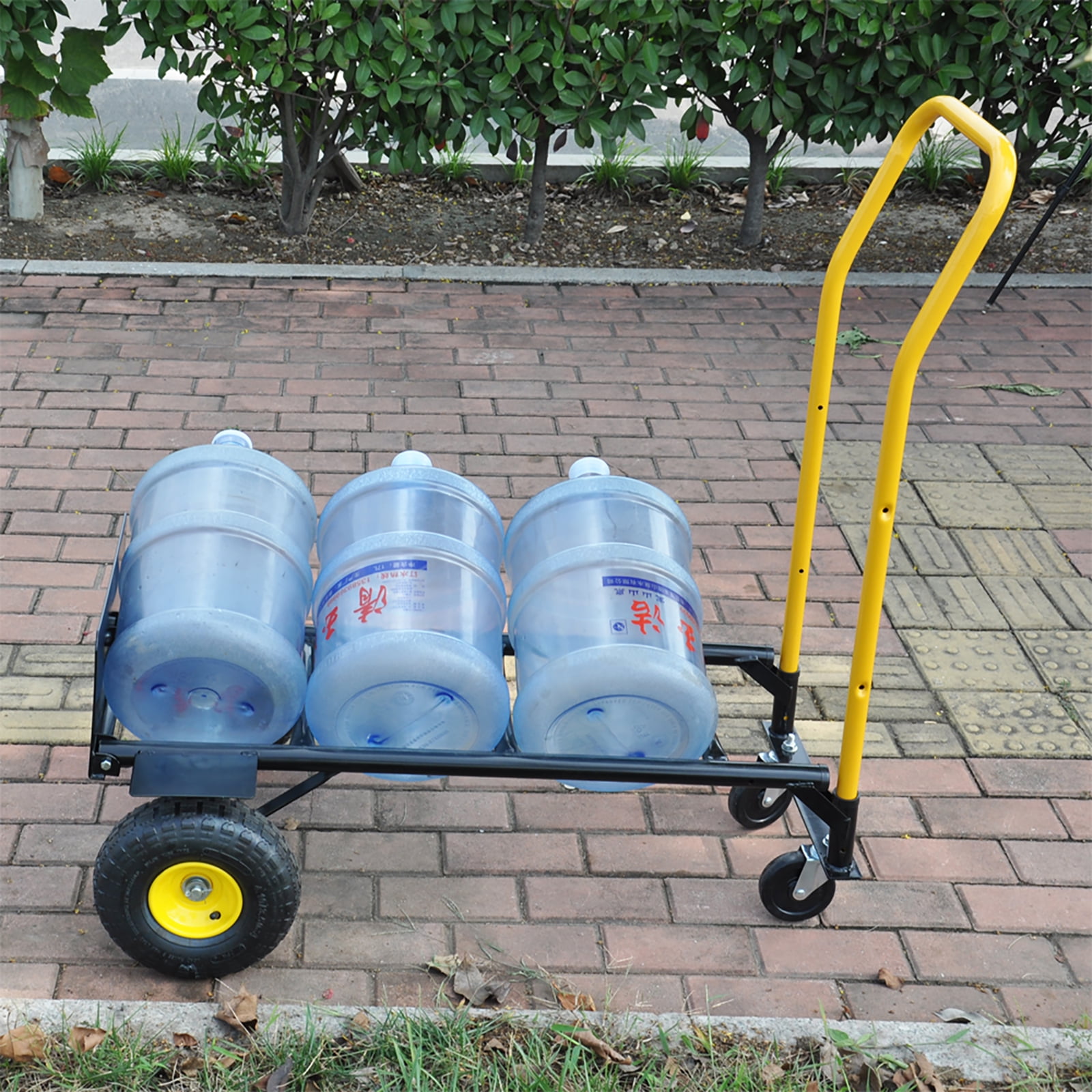 Hand Truck Dolly 2 Wheel Dolly Cart And 4 Wheel Push Cart With Swivel Wheels 330 LBS Capacity Heavy-Duty Luggage Trolley Cart For Moving Warehouse Garden Grocery