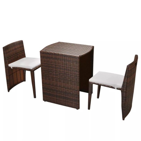 Casafoyer 3 Piece Bistro Set with Cushions Poly Rattan Brown