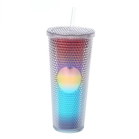 

Tomfoto 710ML/24OZ Large Capacity Water Cup Fully Studded Matte Tumbler Reusable Cup with Wide Opening Leak-Proof Lid Straw