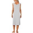 thumbnail image 3 of INSPIRE CHIC Women's Cotton Long Sleepdress with Pockets Soft Sleeveless Scoop Neck Nightgown Loungewear L Gray, 3 of 6