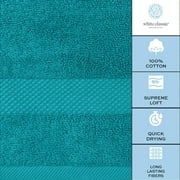White Classic Hotel Collection Luxury 8-Piece 100% Turkish Cotton Towel Set, Aqua