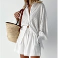 thumbnail image 2 of Summer Saving Clearance 2 Piece Xihbxyly Sets for Women Clothing Two Piece, Women's Cotton Linen Set Casual Tracksuit Button down Long Sleeve Shirt Shorts Pockets 2 Piece Lounge Set White M, 2 of 6