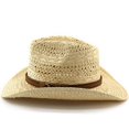 thumbnail image 5 of oqasdz Adult Hollow Woven Straw Cowboy Hat Wide Curved Brim Leather Band Sun Protection Hat for Beach Vacation Outdoor Casual Headwear, 5 of 6