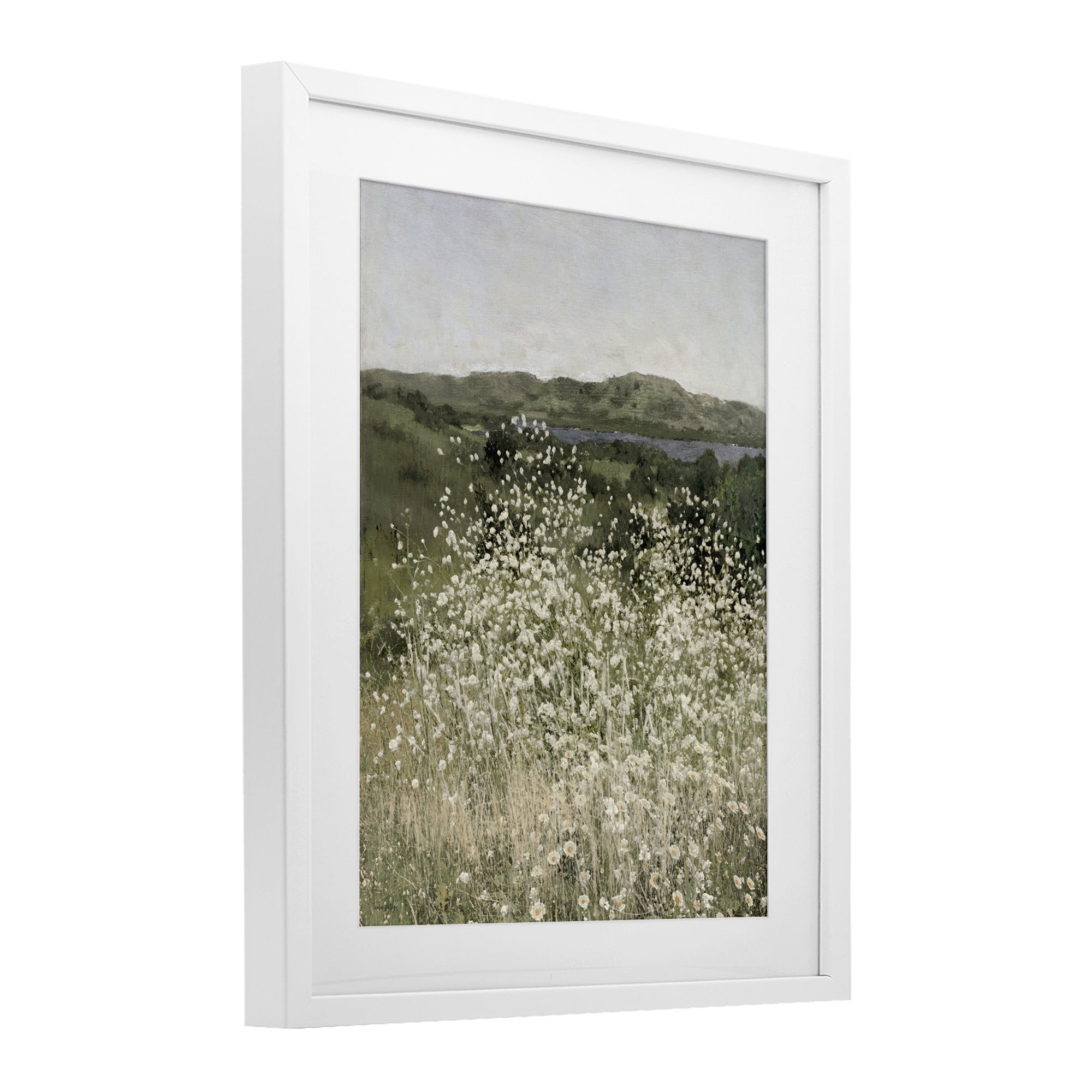 Stupell Industries Sunlit Meadow of White Daisies White Framed Print Under Glass, design by Amber Sterling