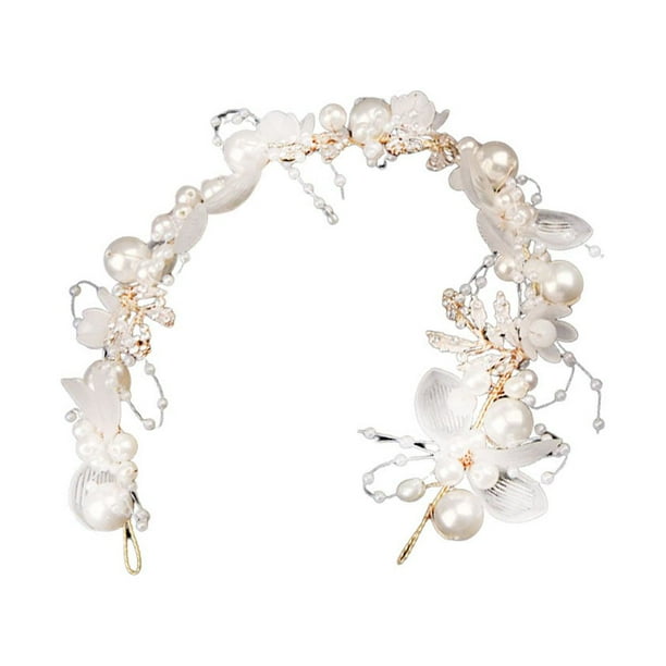 Accesorio de boda para fiesta, corona de perlas, tocado de moda para el cabello, adorno para el cabello de novia